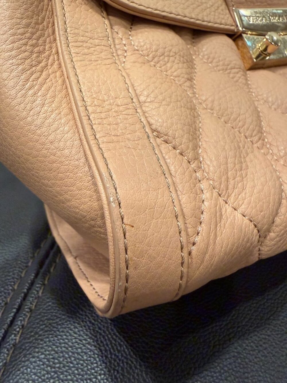 Vera Bradley Mini Stella Quilted Satchel Tan Brown Handbag - Picture 13 of 13